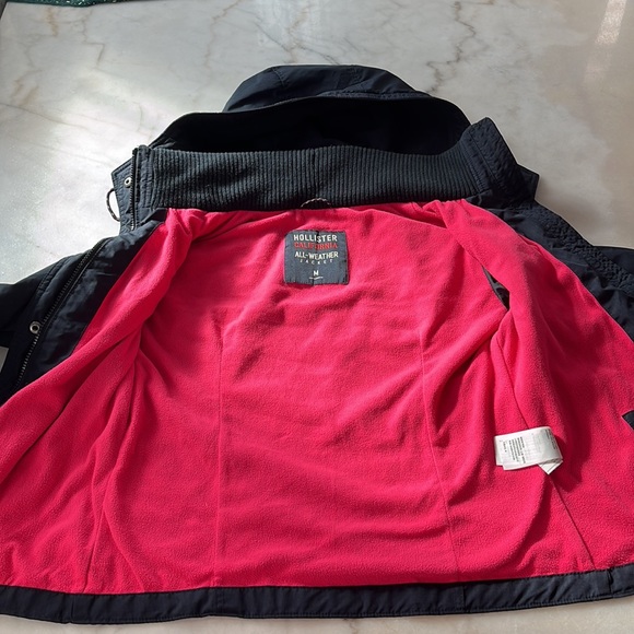 HOLLISTER CALIFORNIA all-weather jacket navy Sz M pink logo - Picture 5 of 14